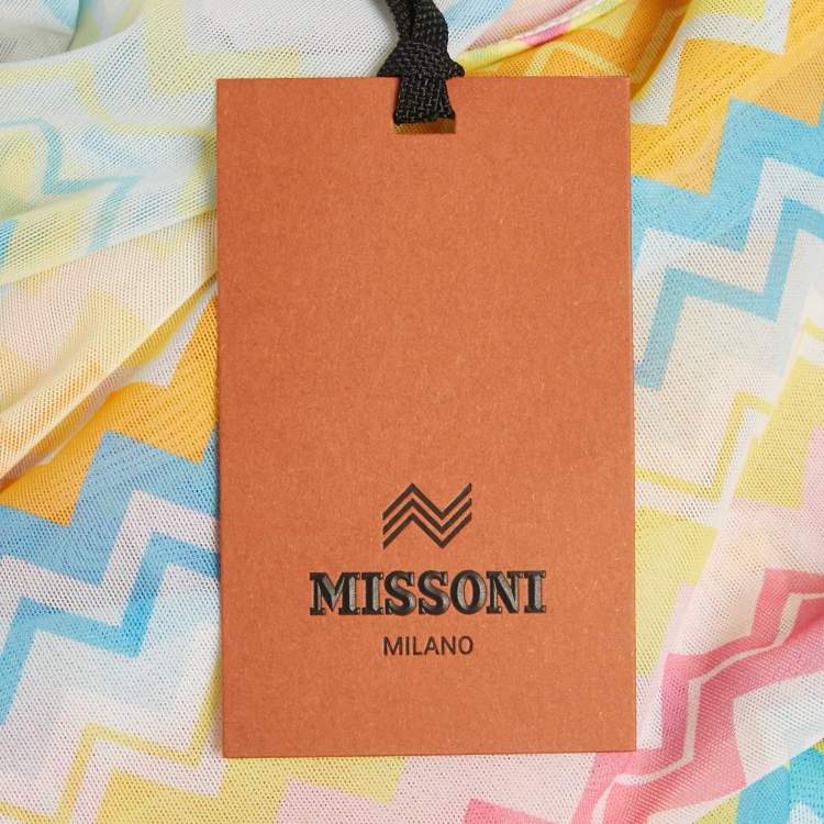 Pre Owned Missoni Multicolor Zig-Zag Print Mesh Cover-Up Dress M