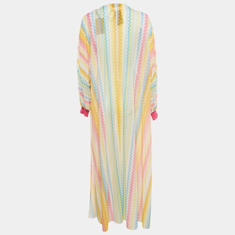 Pre Owned Missoni Multicolor Zig-Zag Print Mesh Cover-Up Dress M