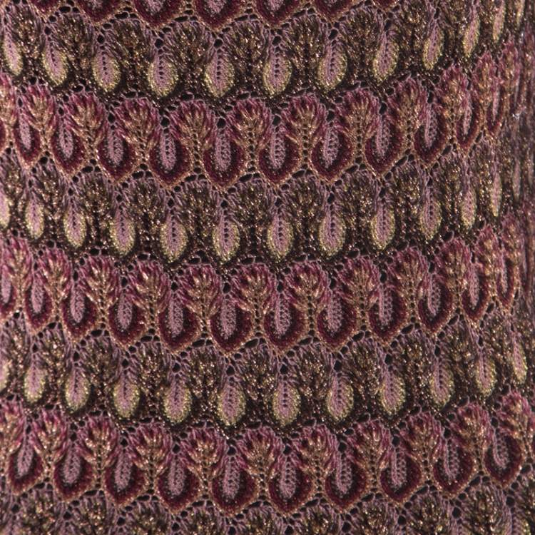 مملوكة مسبقًا Missoni Burgundy Flame Patterned Knit  Off Shoulder Knit Dress M