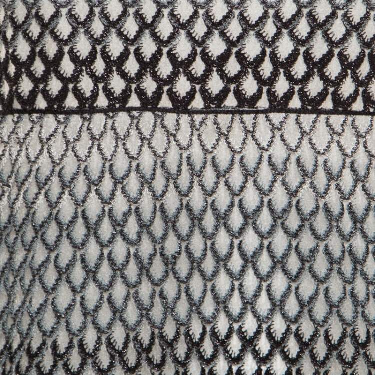 Pre Owned Missoni Monochrome Textured Knit Flounce Hem Detail Metallic Strappy Dress M
