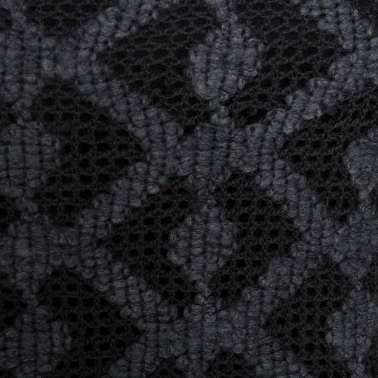 Pre Owned Missoni Grey Abstract Patterned Eyelet Knit Shift Dress S