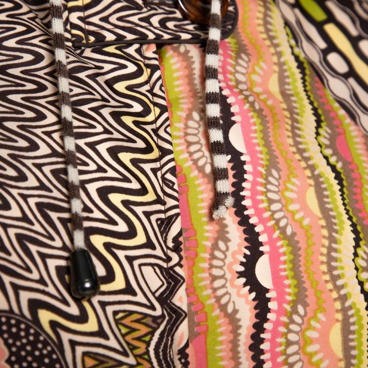 Pre Owned Missoni Brown Abstract Printed Synthetic Hooded Puffer Jacket S