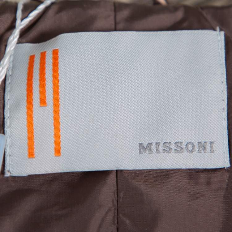 Pre Owned Missoni Brown Abstract Printed Synthetic Hooded Puffer Jacket S