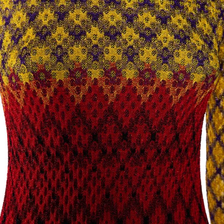 مملوكة مسبقًا Missoni Multicolor Lurex Knit Long Sleeve Maxi Dress M 