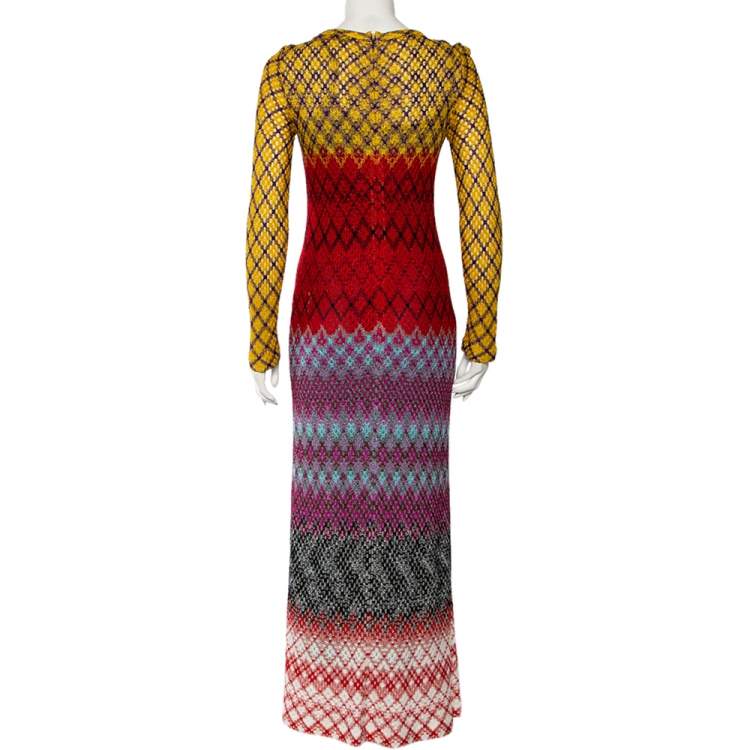مملوكة مسبقًا Missoni Multicolor Lurex Knit Long Sleeve Maxi Dress M 