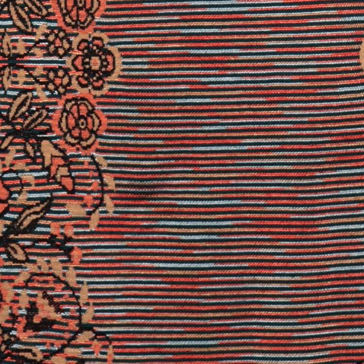 Pre Owned Missoni Multicolored Floral Patterned Knit Midi Skirt S