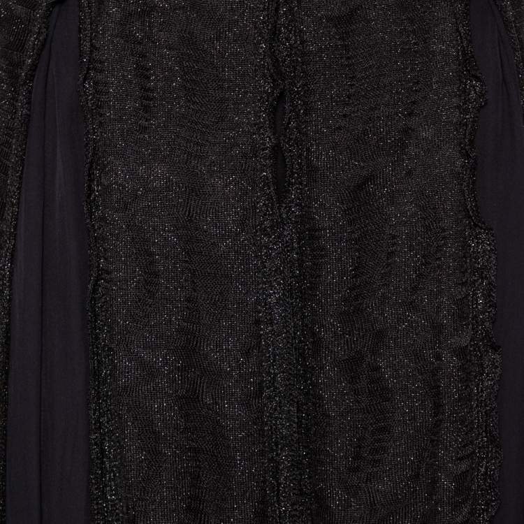 Pre Owned Missoni Black Lurex Knit Sheer Pleated Detail Maxi Skirt M