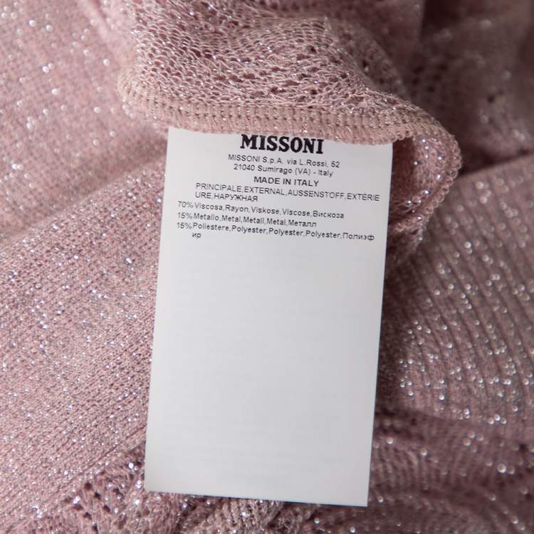 Pre Owned Missoni Pink Patterned Lurex Knit Sleeveless Top & Pleated Shorts Set S