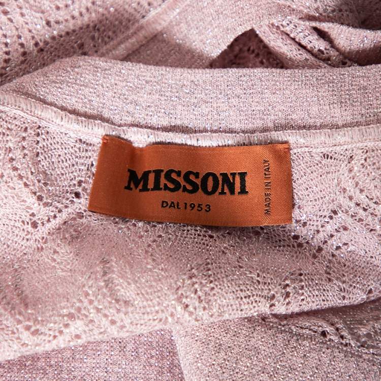 Pre Owned Missoni Pink Patterned Lurex Knit Sleeveless Top & Pleated Shorts Set S