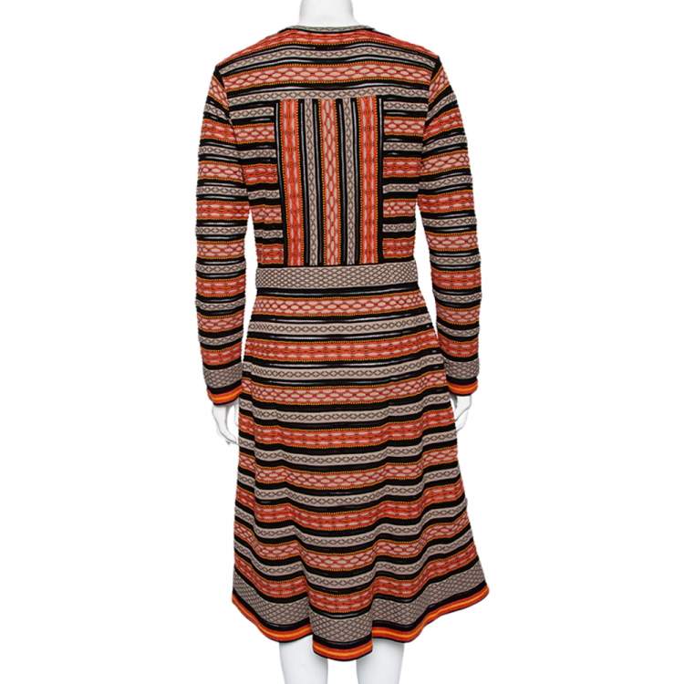 مملو�كة مسبقًا M Missoni Multicolored Patterned Knit Long Sleeve Dress L