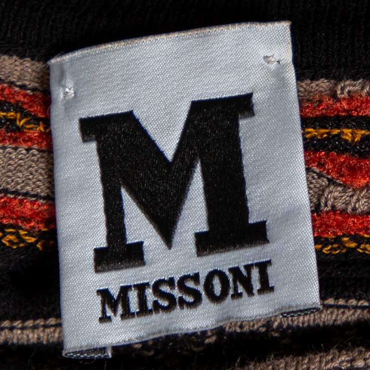 مملوكة مسبقًا M Missoni Multicolored Patterned Knit Long Sleeve Dress L