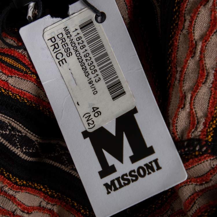 مملوكة مسبقًا M Missoni Multicolored Patterned Knit Long Sleeve Dress L