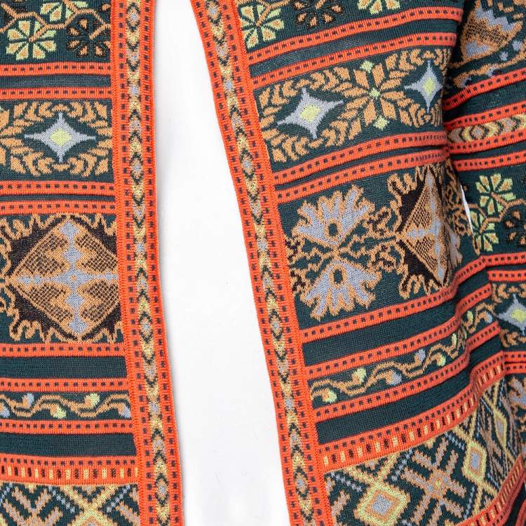 Pre Owned M Missoni Multicolored Patterned Knit Long Sleeve Cardigan S