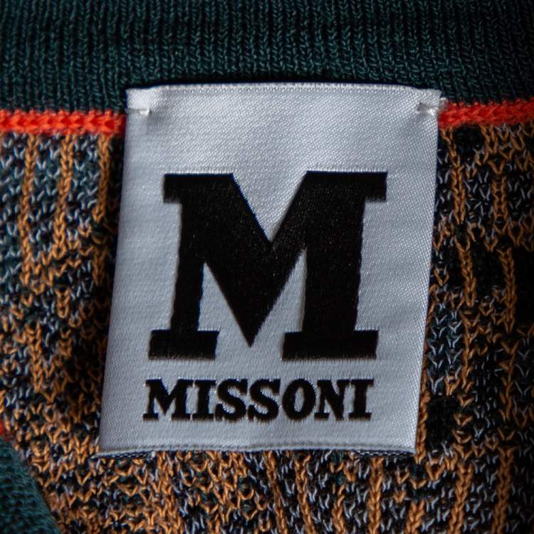 Pre Owned M Missoni Multicolored Patterned Knit Long Sleeve Cardigan S