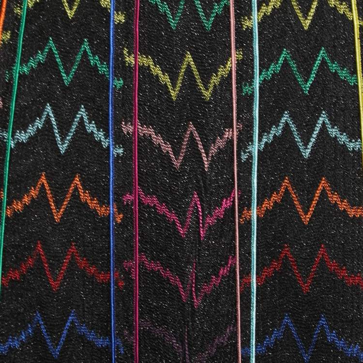 Pre Owned Missoni Multicolor Chevron Patterned Knit Maxi Skirt L