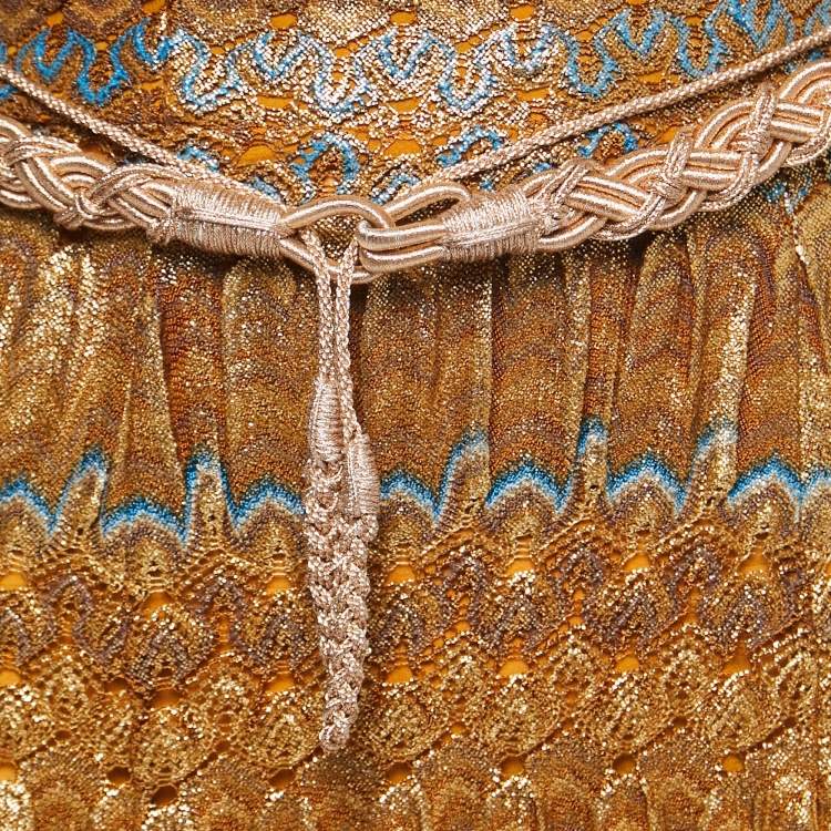 Pre Owned Missoni Metallic Gold Ombre Lurex Knit Sleeveless Long Dress M