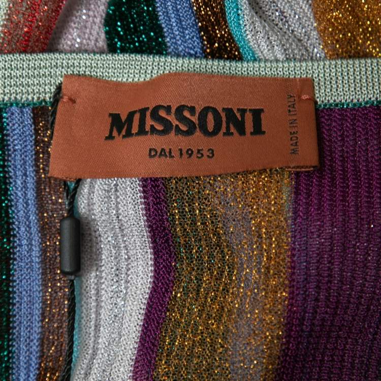 Pre Owned Missoni Multicolor Striped Lurex Sleeveless Mini Dress S