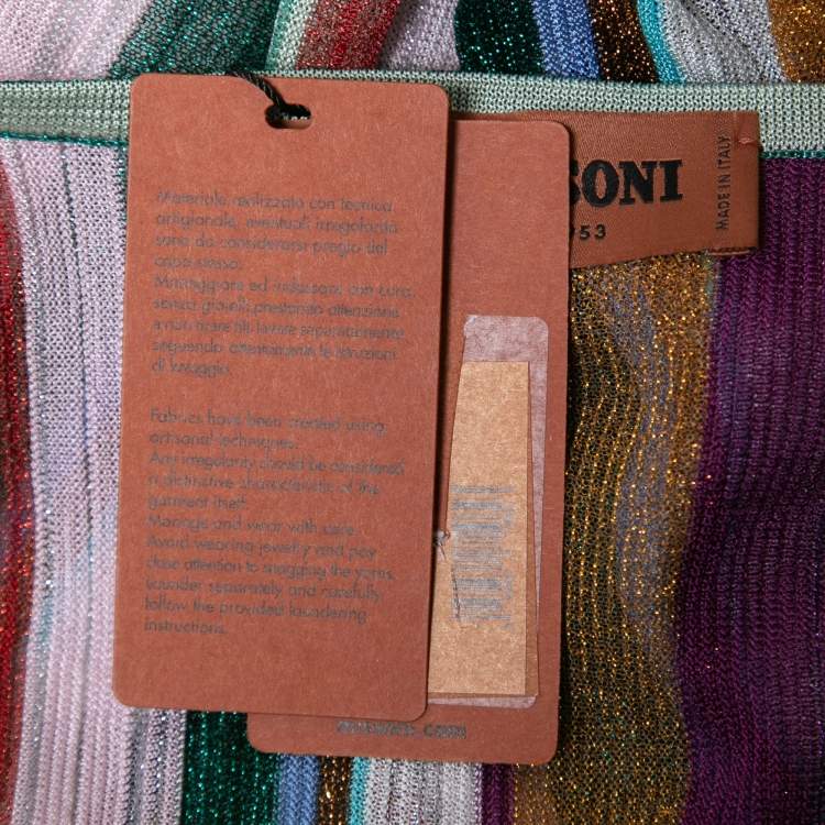 Pre Owned Missoni Multicolor Striped Lurex Sleeveless Mini Dress S
