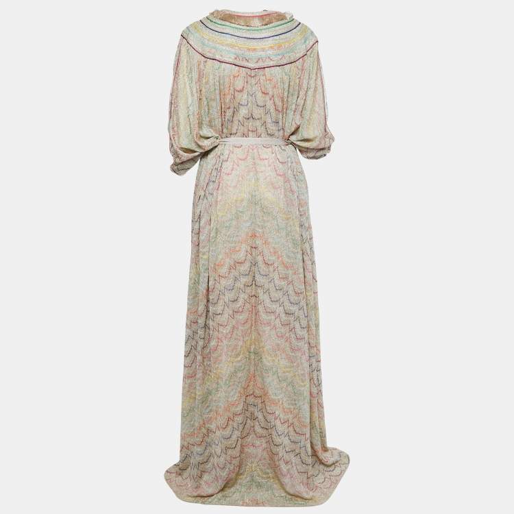 مملوكة مسبقًا Missoni Multicolor Lurex Knit V-Neck Maxi Kaftan L
