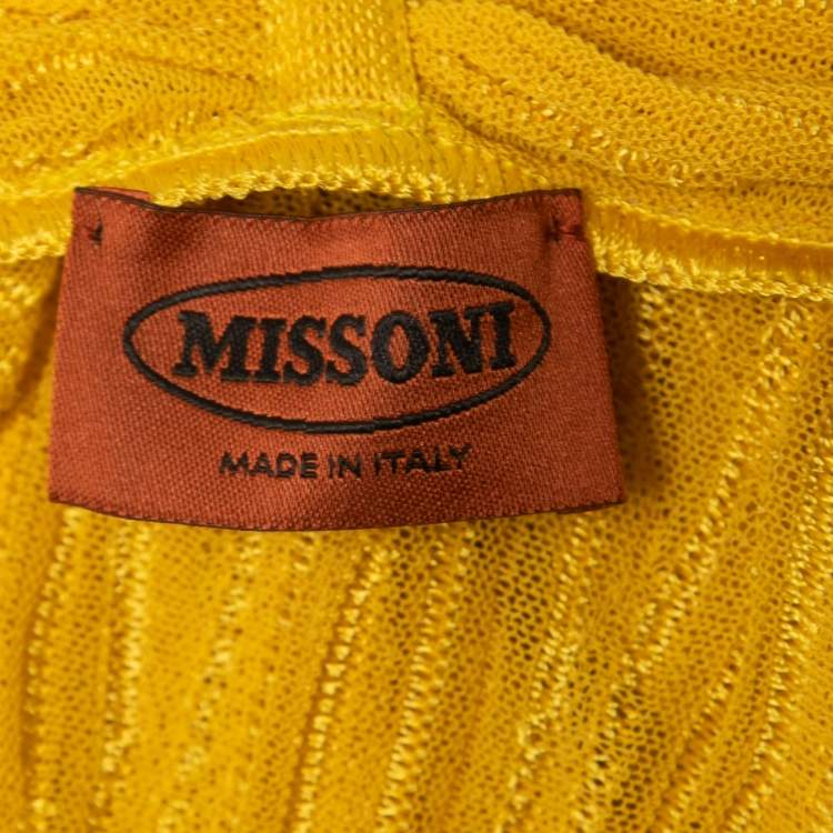 Pre Owned Missoni Yellow Ribbed Knit Open Long Cardigan XL