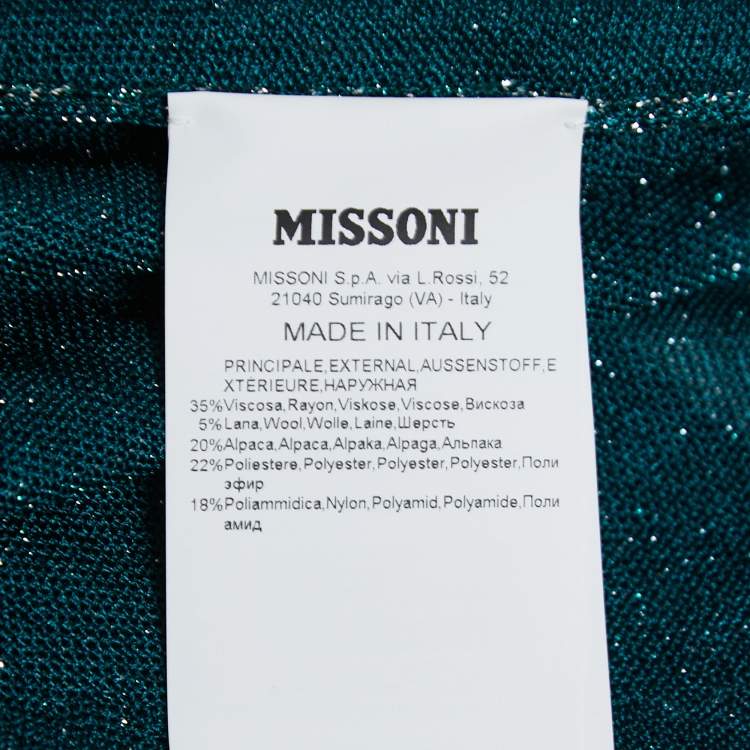 Pre Owned Missoni Green Lurex Knit One Shoulder Maxi Dress L