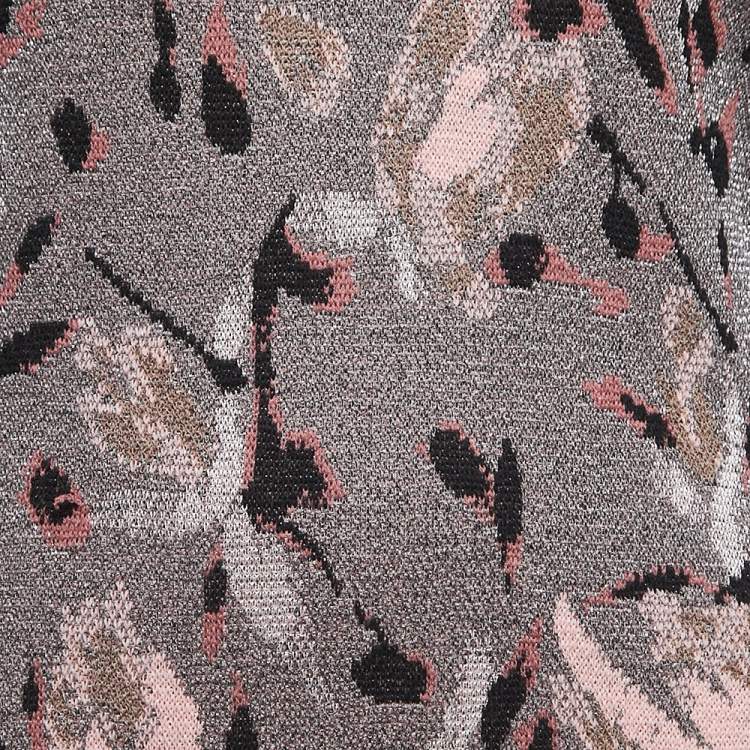 Pre Owned Missoni Grey Patterned Lurex Knit Long Sleeve Mini Dress M