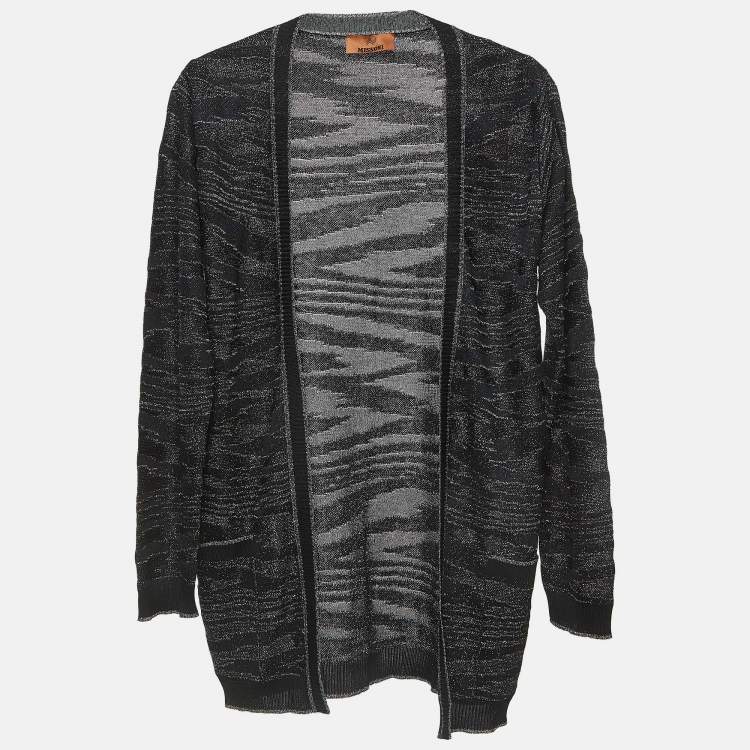 Pre Owned Missoni Black Patterned Lurex Knit Cardigan S