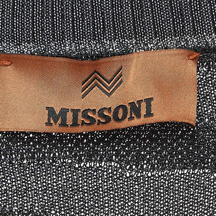 Pre Owned Missoni Black Patterned Lurex Knit Cardigan S