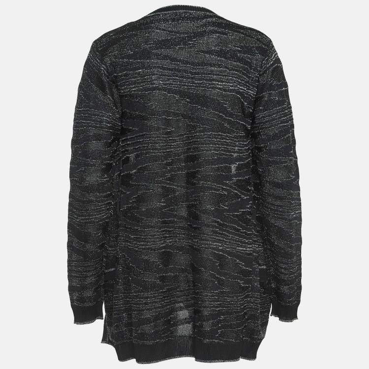 Pre Owned Missoni Black Patterned Lurex Knit Cardigan S
