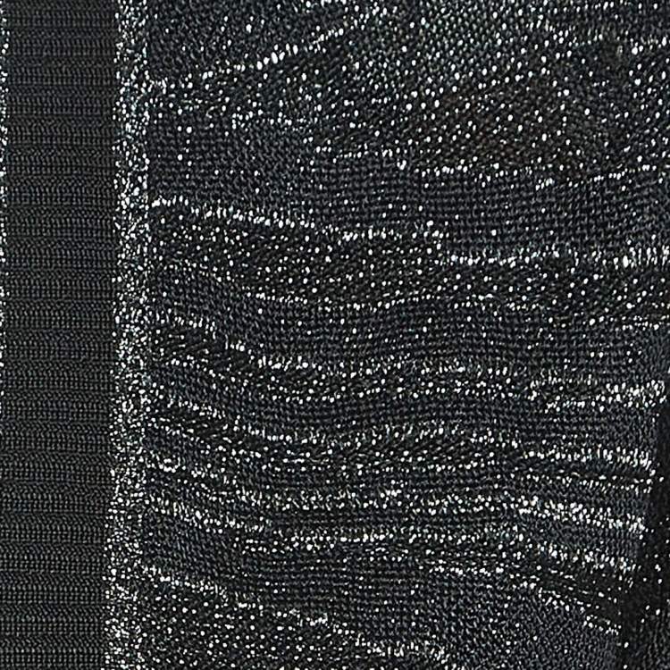 Pre Owned Missoni Black Patterned Lurex Knit Cardigan S
