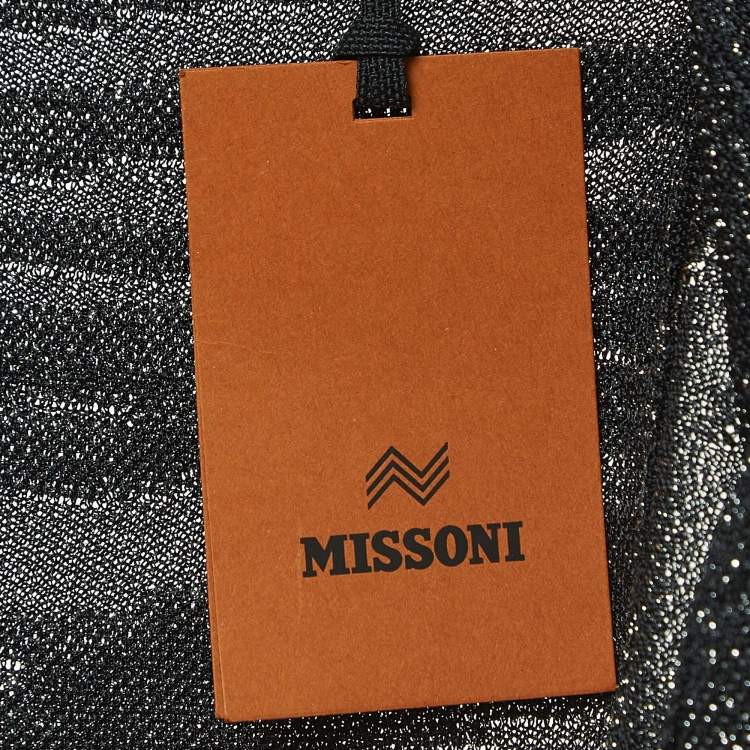 Pre Owned Missoni Black Patterned Lurex Knit Cardigan S