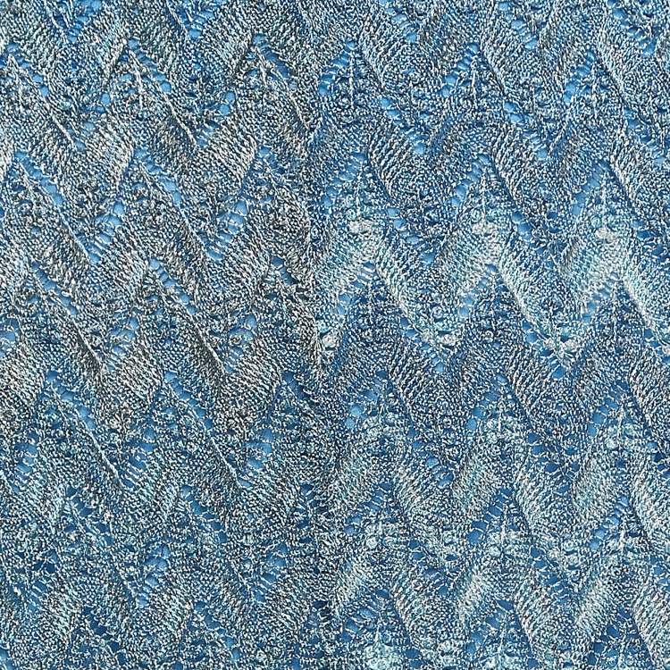 Pre Owned Missoni Metallic Blue/Silver Patterned Knit Maxi Skirt M
