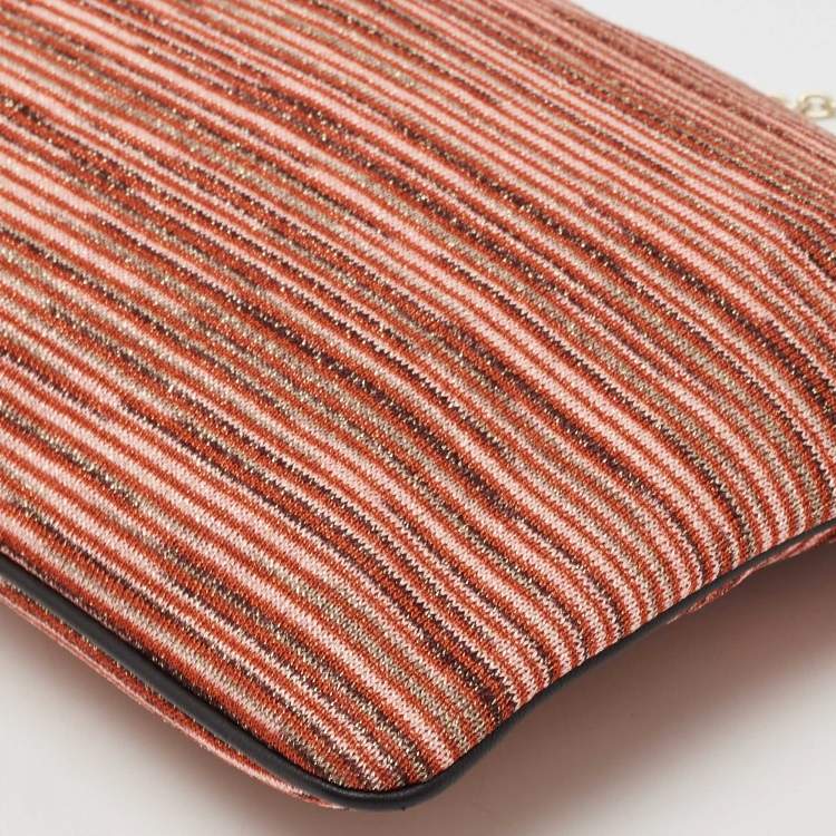 Pre Owned Missoni Multicolor Lurex Fabric Stripe Chain Clutch