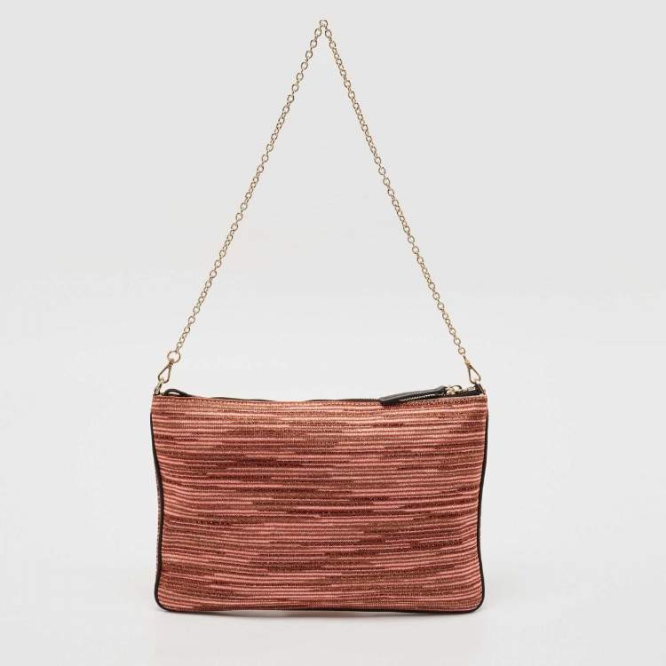 Pre Owned Missoni Multicolor Lurex Fabric Stripe Chain Clutch