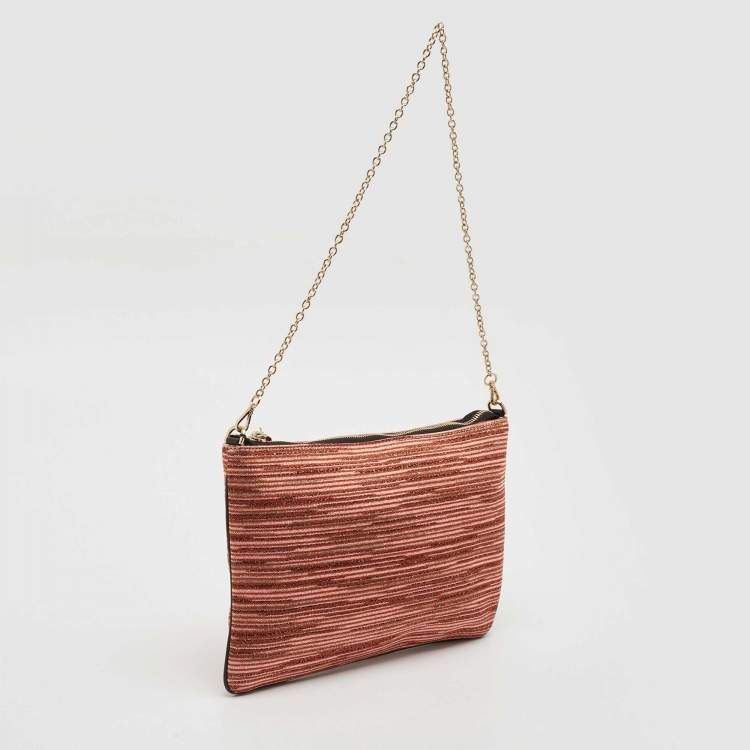 Pre Owned Missoni Multicolor Lurex Fabric Stripe Chain Clutch