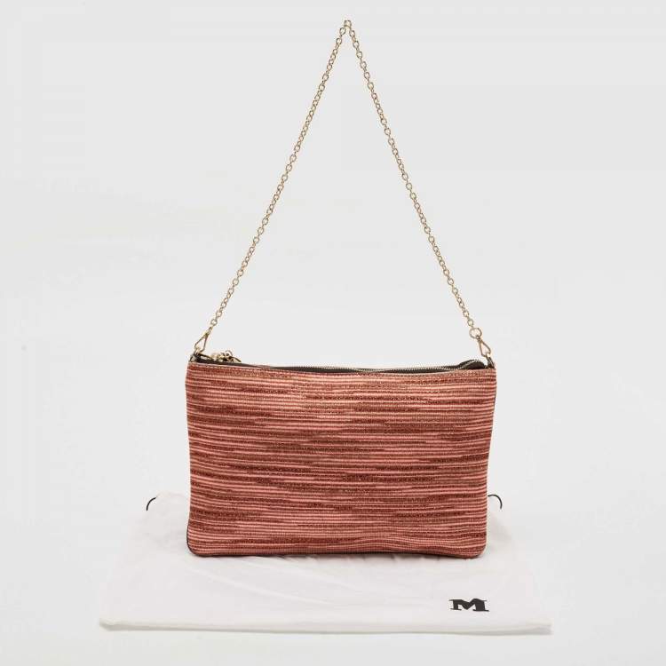 Pre Owned Missoni Multicolor Lurex Fabric Stripe Chain Clutch
