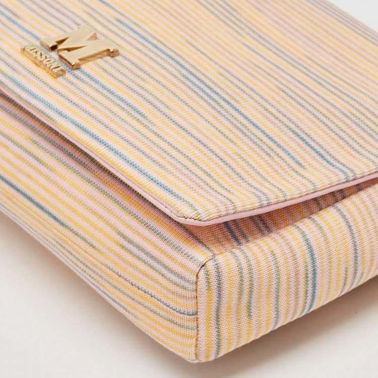 Pre Owned Missoni Multicolor Fabric Stripe Chain Flap Shoulder Bag