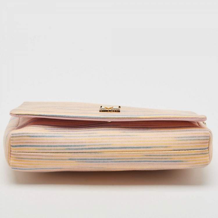 Pre Owned Missoni Multicolor Fabric Stripe Chain Flap Shoulder Bag