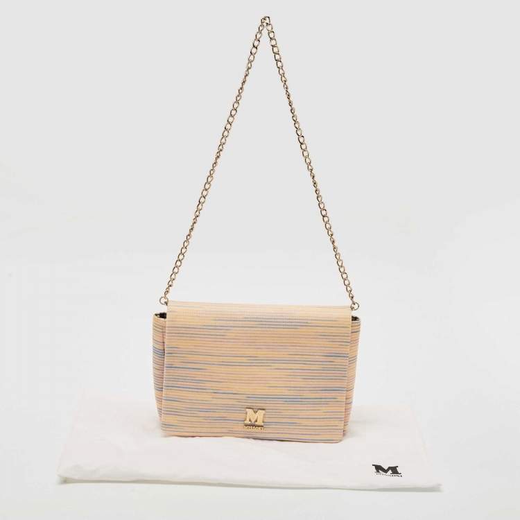 Pre Owned Missoni Multicolor Fabric Stripe Chain Flap Shoulder Bag