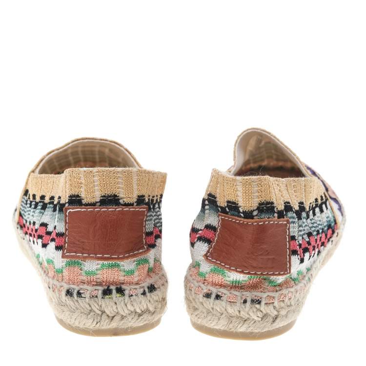Pre Owned Missoni Multicolor Knit Fabric Espadrilles Flat Size 37
