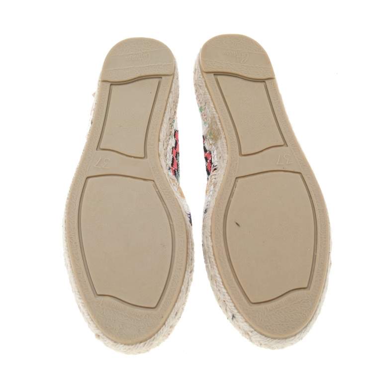 Pre Owned Missoni Multicolor Knit Fabric Espadrilles Flat Size 37