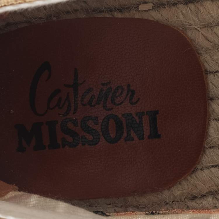 Pre Owned Missoni Multicolor Knit Fabric Espadrilles Flat Size 37