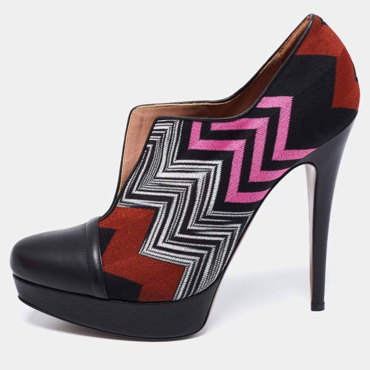 Pre Owned Missoni Multicolor Fabric And Leather Cap Toe Platform Pumps Size 40