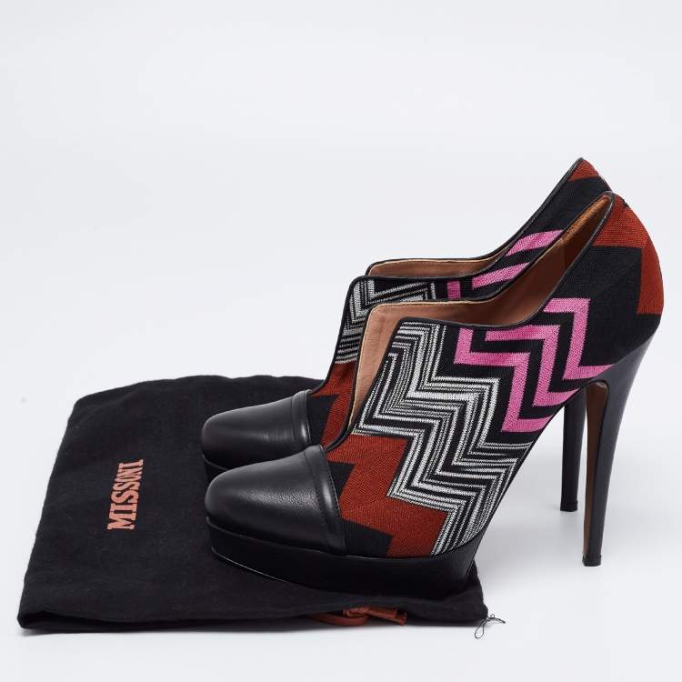 Pre Owned Missoni Multicolor Fabric And Leather Cap Toe Platform Pumps Size 40