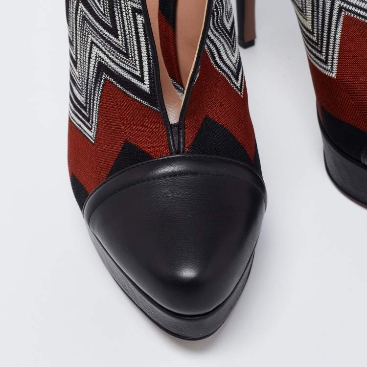 Pre Owned Missoni Multicolor Fabric And Leather Cap Toe Platform Pumps Size 40