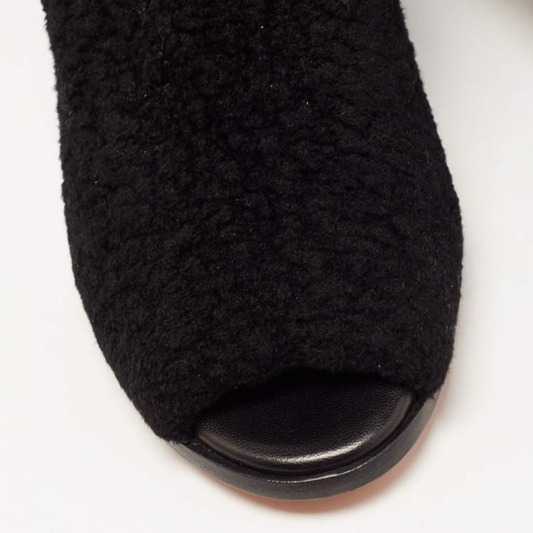 Pre Owned Missoni Black Terry Fabric Sock Peep Toe Booties Size 39.5