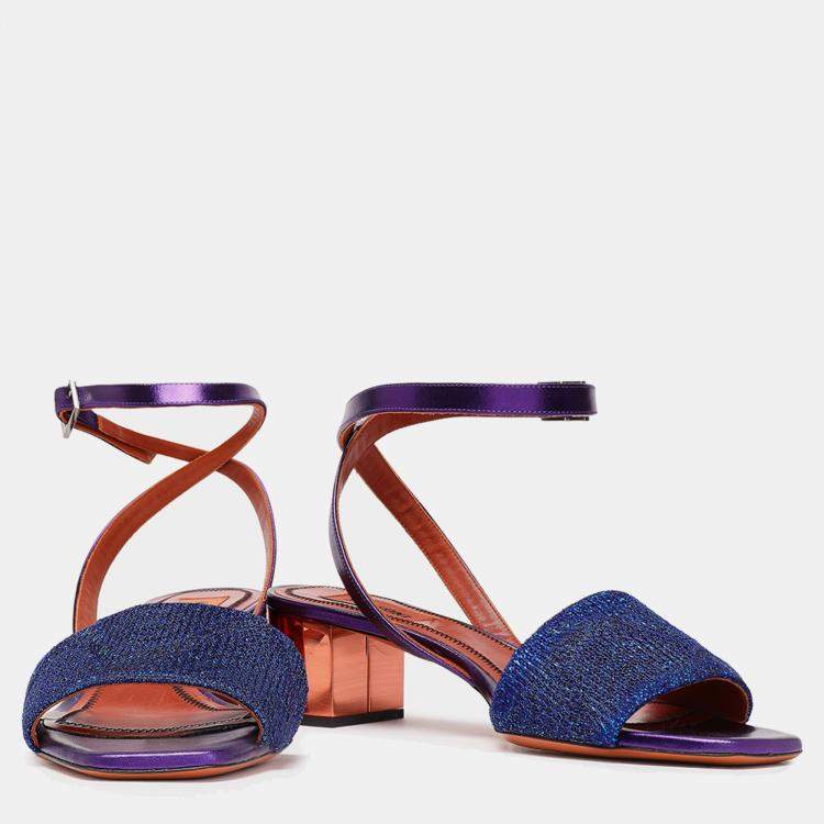 Pre Owned Missoni Lurex Fabric Ankle Strap Sandals Size 39
