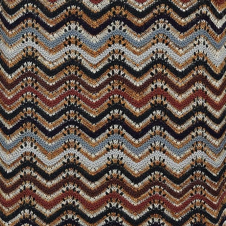 Pre Owned Missoni Sport Multicolor Wool & Mohair Patterned Knit Midi Dress L