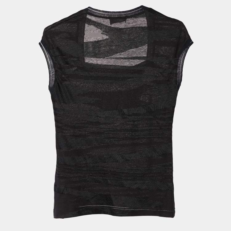 Pre Owned Missoni Sport Black Patterned Knit Sleeveless T-Shirt M