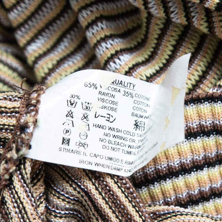 Pre Owned Missoni Sport Vintage Multicolor Zig-Zag Patterned knit V-Neck Top M